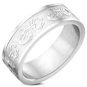 Stainless Steel Embossed Scorpion Band Ring